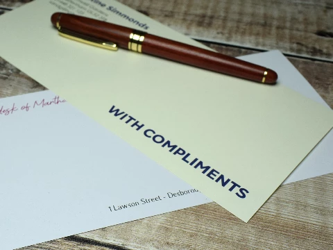 Compliment Cards - Personalised Compliment Cards in the standard DL - 210x98mm - that's approx 8x4 inches
