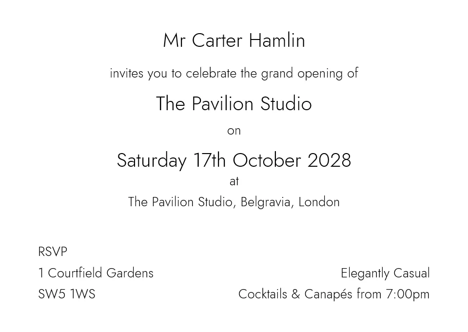 Belgravia - Personalised Luxury A6 Invitation Cards Formal | from Personalsied Stationery