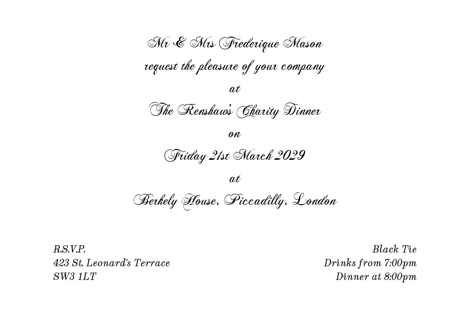Piccadilly - Personalised Luxury DQ Invitation Ultra Cards Formal | from Personalsied Stationery