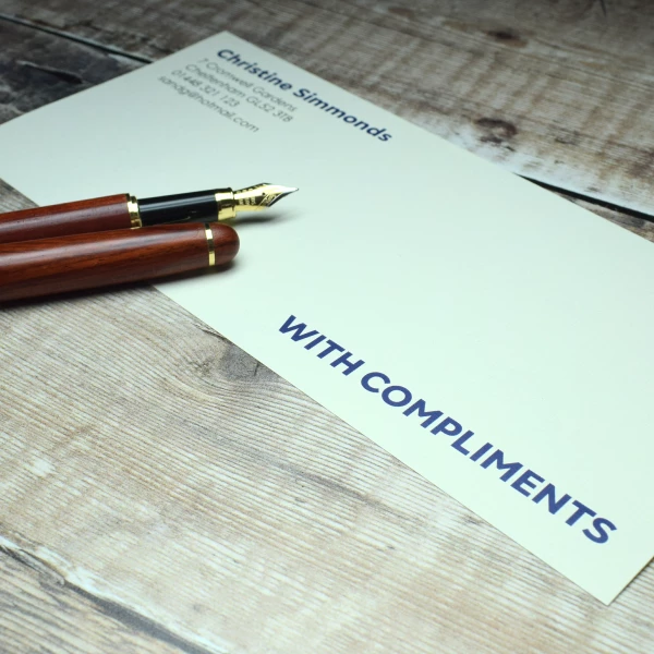 "Design and buy your personalised Compliment Slips from Personalsied Stationery. Suppliers of luxurious personalised social stationery since 2003."